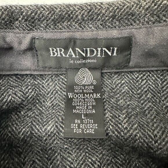 Brandini 100% Pure New Wool Heavyweight Buttondown Shacket Gray Herringbone sz L - Picture 6 of 8
